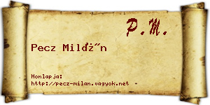 Pecz Milán névjegykártya